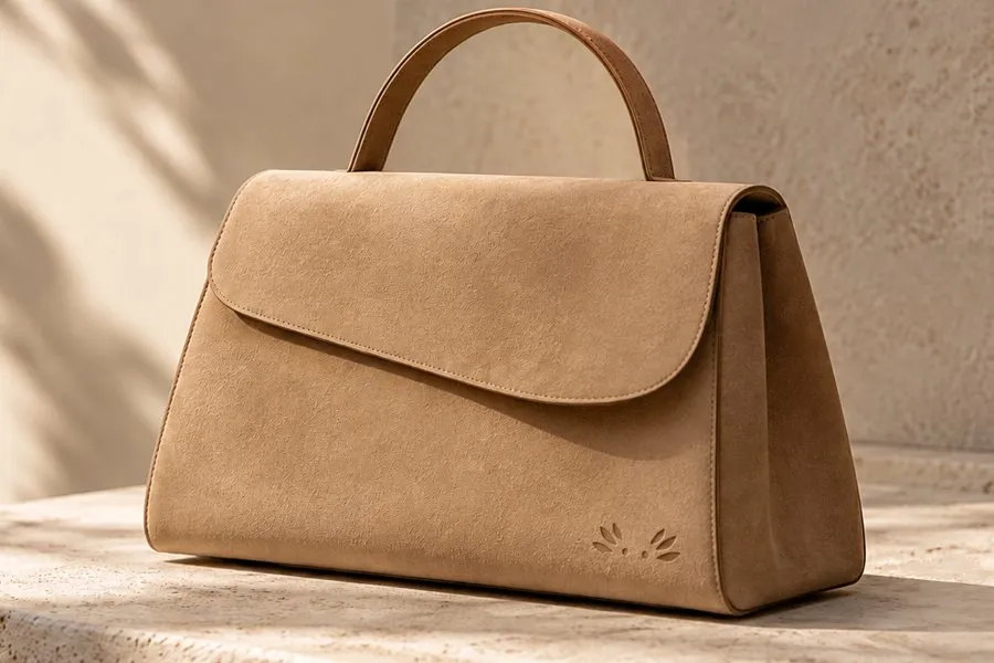 Handbag made from the material, with a small Axoloro stamp